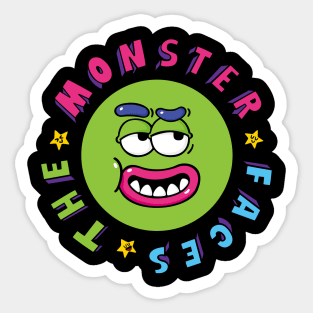 Funny Green Monster Face With Smiling Eyes Sticker